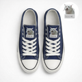 Funny Cat Meme Excuse Me Sneakers – Blue Canvas Low Top Shoes, Cute Casual Gift for Women & Men
