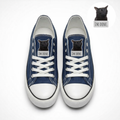 Funny Cat Meme Im Done Sneakers – Blue Canvas Low Top Shoes, Cute Casual Gift for Women & Men