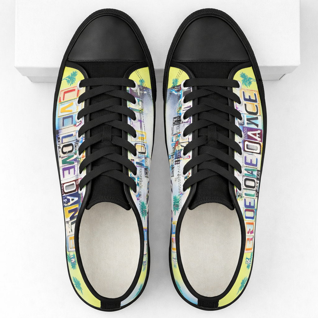 Live Love Dance Sneakers – Women’s Low Top Canvas Shoes, Colorful Casual Street Style