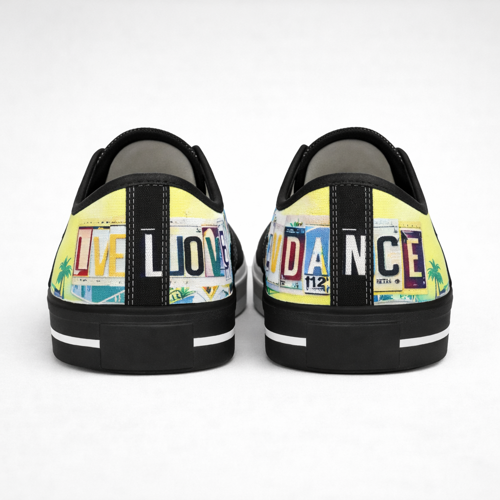 Live Love Dance Sneakers – Women’s Low Top Canvas Shoes, Colorful Casual Street Style