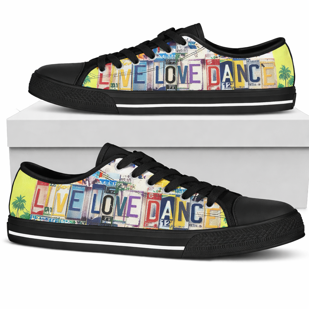 Live Love Dance Sneakers – Women’s Low Top Canvas Shoes, Colorful Casual Street Style