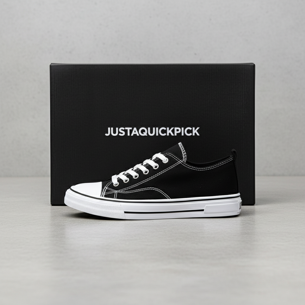Men's Casual Black Canvas Sneakers Breathable Skateboard Walking Flats