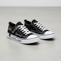 Men's Casual Black Canvas Sneakers Breathable Skateboard Walking Flats