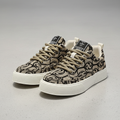 Men's Khaki Printed Canvas Chunky Sneakers Low Top Skateboard Shoes