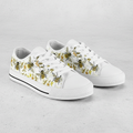 Women's Cute Bee Pattern Low Top Canvas Sneakers Casual White Flats