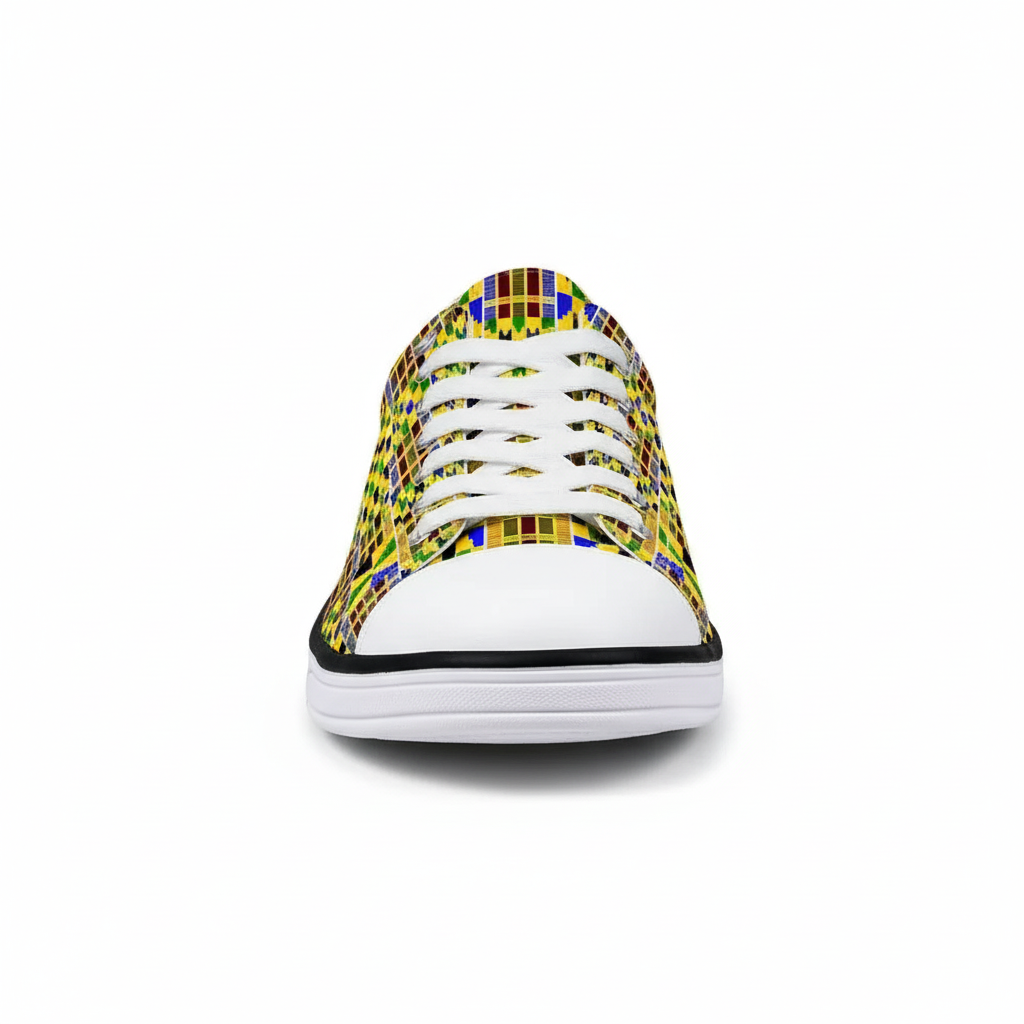 Women's Vintage African Kente Ethnic Print Canvas Low Top Sneakers