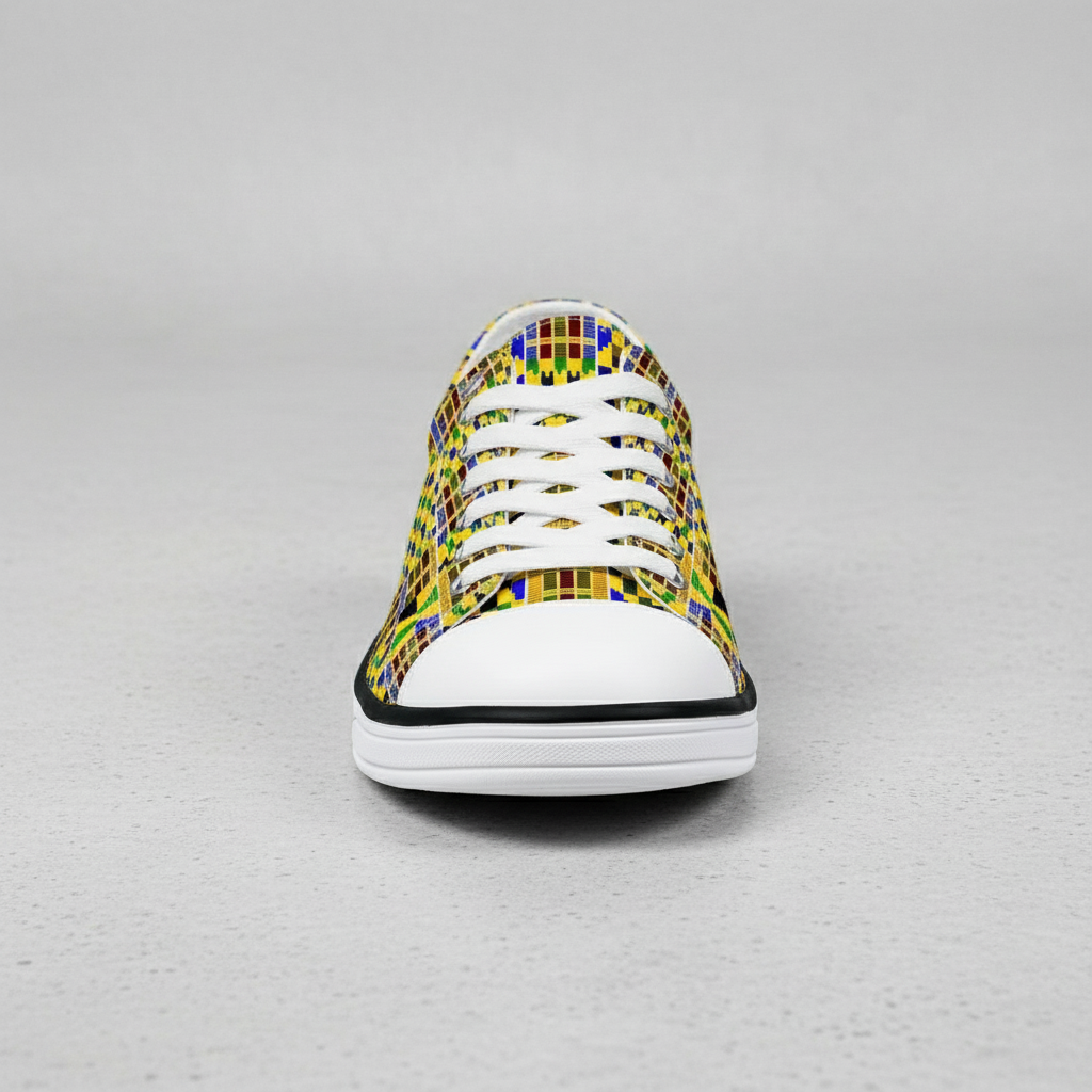 Women's Vintage African Kente Ethnic Print Canvas Low Top Sneakers