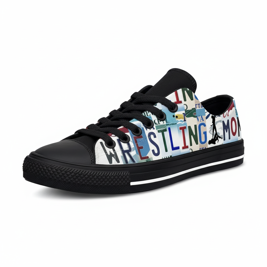 Wrestling Mom Graphic Low Top Canvas Sneakers Casual Lightweight Walking Shoes