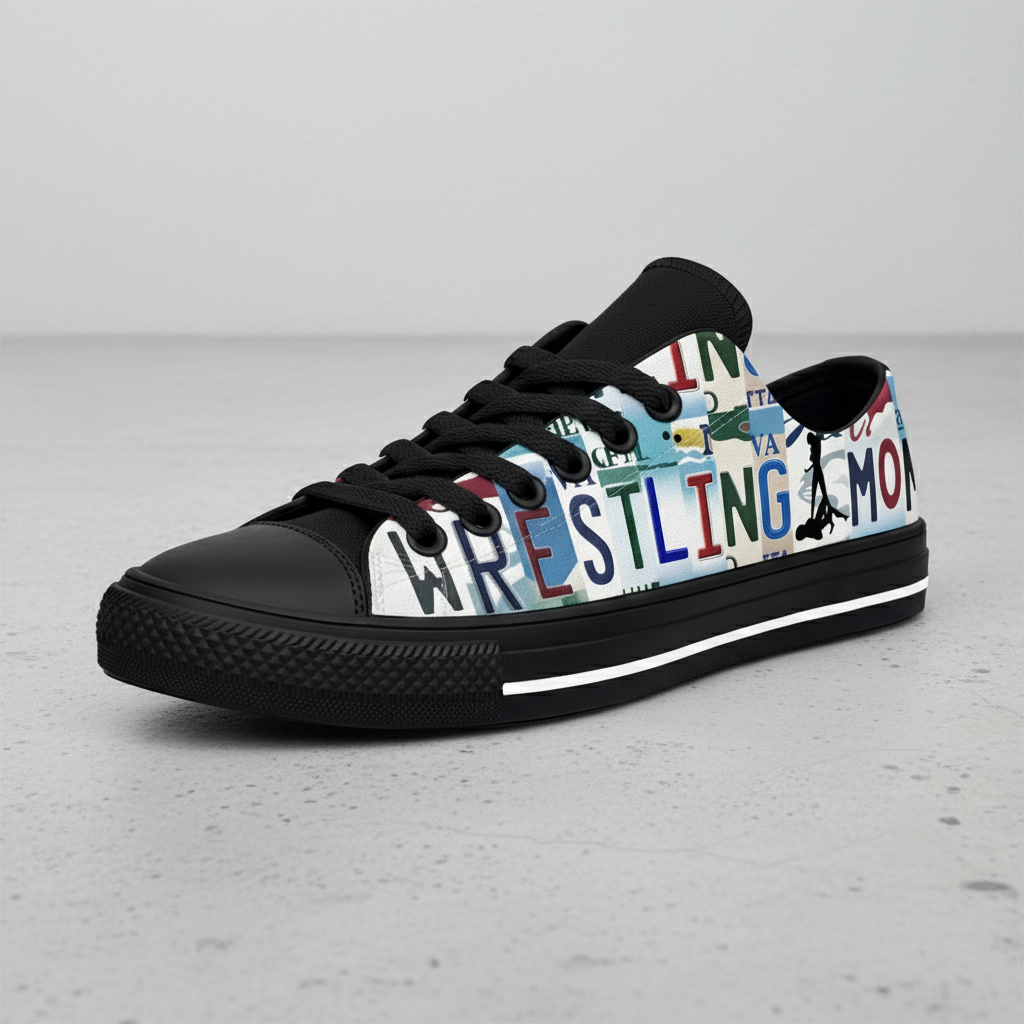 Wrestling Mom Graphic Low Top Canvas Sneakers Casual Lightweight Walking Shoes