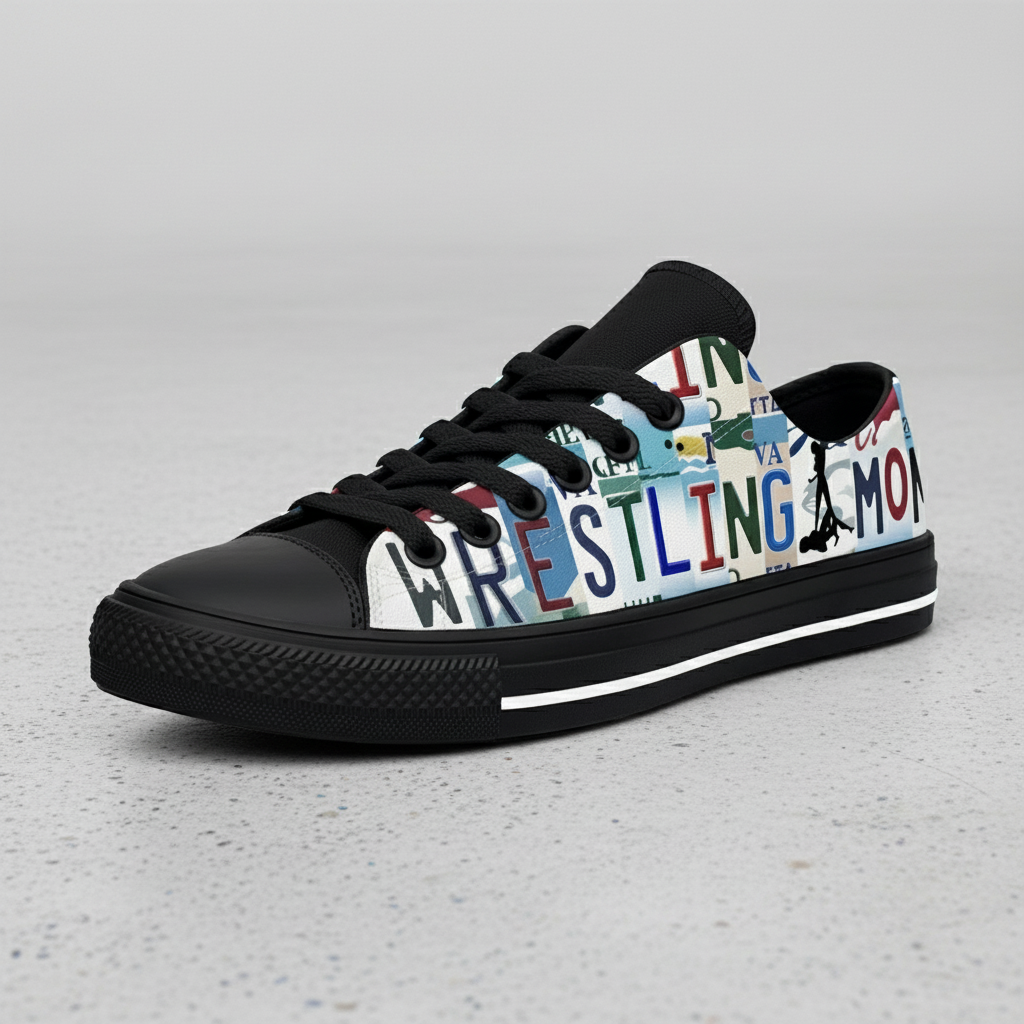 Wrestling Mom Graphic Low Top Canvas Sneakers Casual Lightweight Walking Shoes