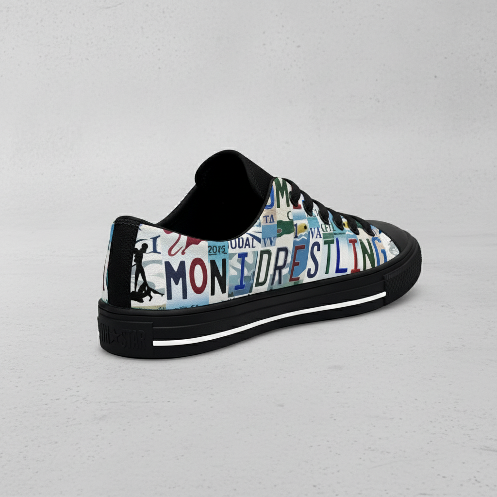 Wrestling Mom Graphic Low Top Canvas Sneakers Casual Lightweight Walking Shoes